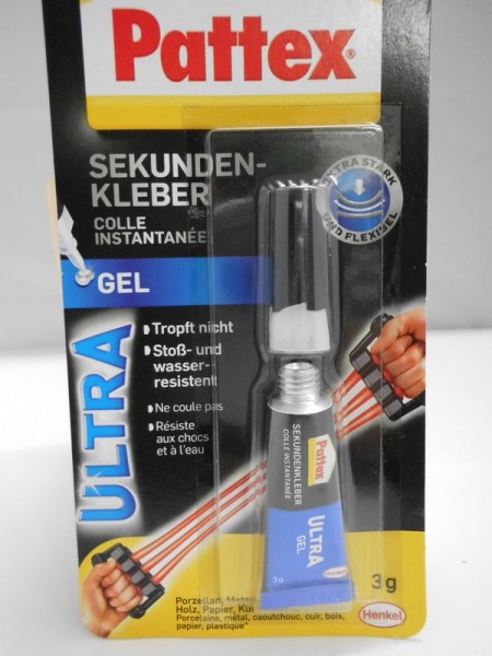 Pattex Sekundenkleber, 3g - verklebt biltzschnell Holz, Metall, Gummi und Leder