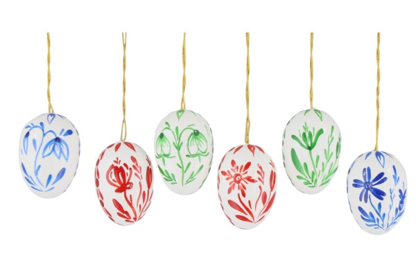 Ostereier, weiss mit Blumen, 3 cm, 6 Stück von Figurenland Uhlig GmbH