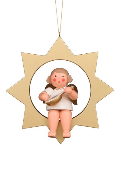 German Christmas Angel with star, 26 cm, Christian Ulbricht GmbH & Co KG Seiffen/ Erzgebirge