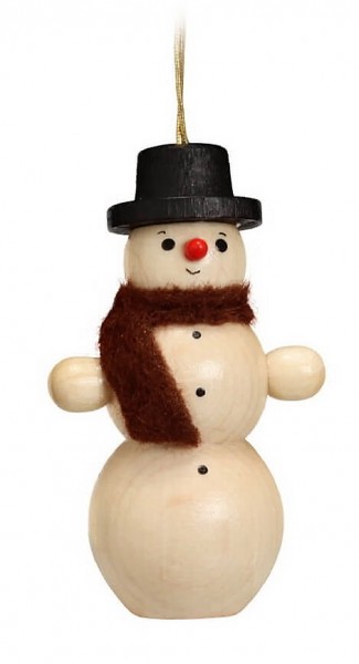 Ich bin ein kleiner Schneemann mit einem schwarzen Hut und einer Rübennase, die steht mir wirklich gut. Der Baumbehang & Christbaumschmuck Schneemann in …