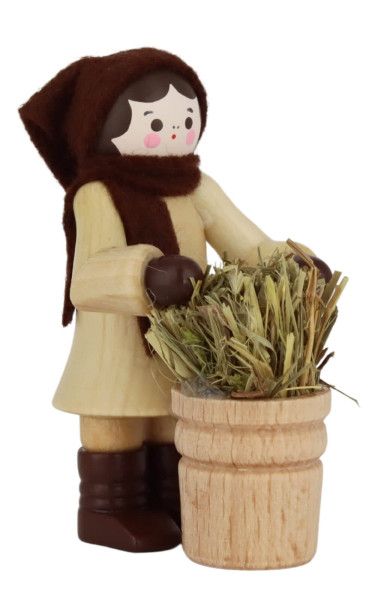 Frau mit Heukorb, 6 cm, natur von Romy Thiel_3