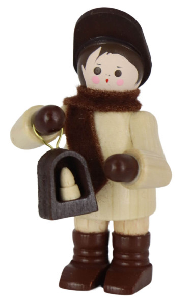 Miniature man with miner's lamp, 6 cm, natural by Romy Thiel