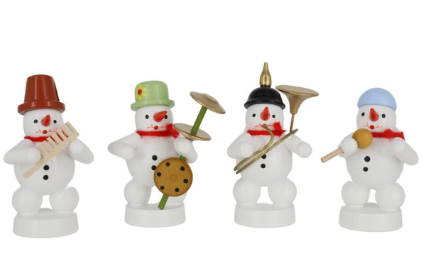 Miniature snowman band with sousaphone, comb, singer, devil's violin by Ralf Zenker