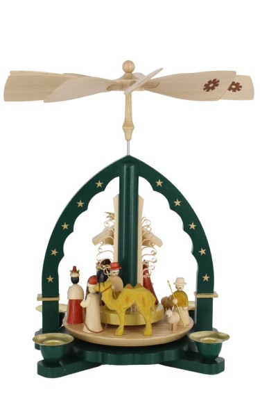 Christmas pyramid Holy Family, green, 27 cm by Richard Glässer_1