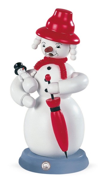 Smoking man snow woman made of wood by Müller Kleinkunst from Seiffen