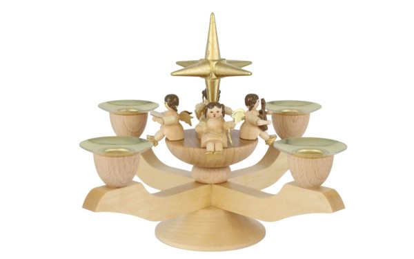 Advent candlestick with Christmas angel, natural by Richard Glässer
