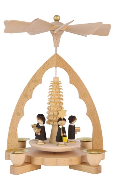 Christmas pyramid with currende, 19 cm, natural by Richard Glässer_1
