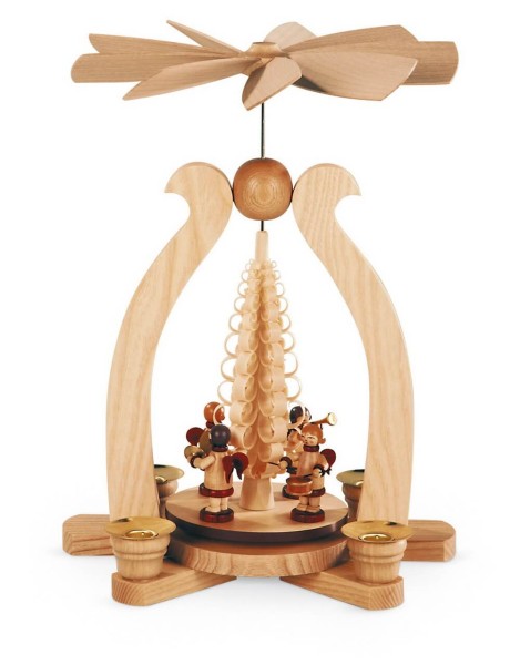 Weihnachtspyramide mit Musikengel, natur, 29 cm, Müller Kleinkunst aus dem Erzgebirge