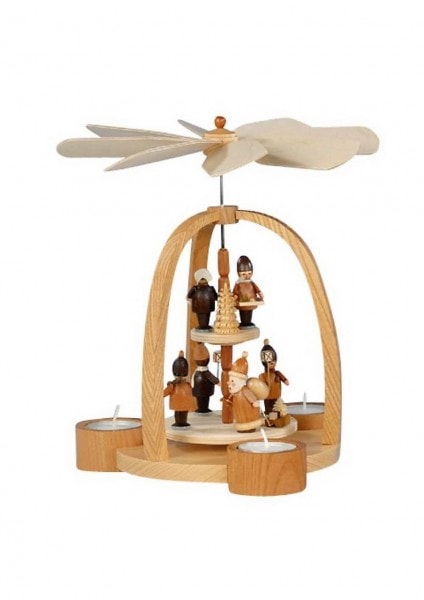 Weihnachtspyramide für Teelichte Weihnachtsmann mit Striezelkinder von Knuth Neuber