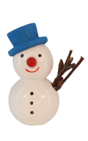 Miniatur Schneemann mit blauem Hut, 4 cm von SEIFFEN.COM_1