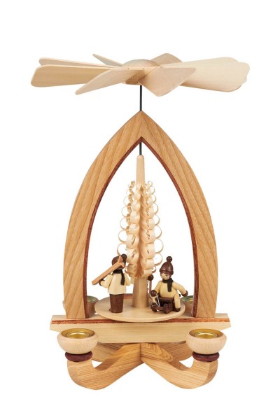 Weihnachtspyramide mit Winterkinder, 28 cm hergestellt von Heinz Lorenz Olbernhau/ Erzgebirge_ Bild1