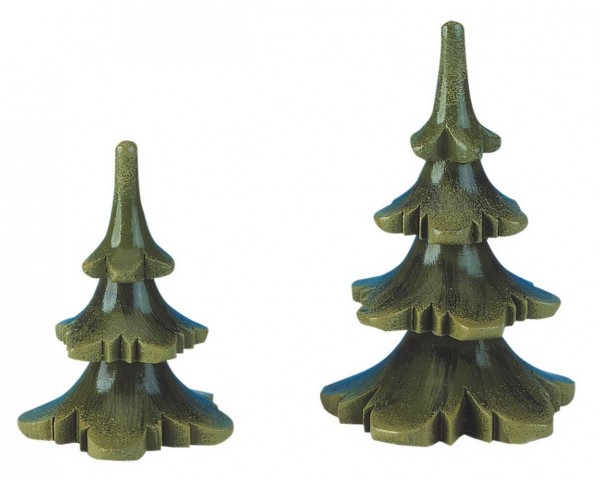German Wooden Figurin two trees, 6 cm and 8 cm, Hubrig Volkskunst GmbH Zschorlau/ Erzgebirge