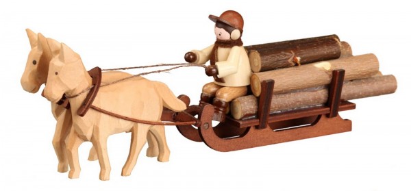 Miniatur Pferdegespann mit Schlitten von Romy Thiel
