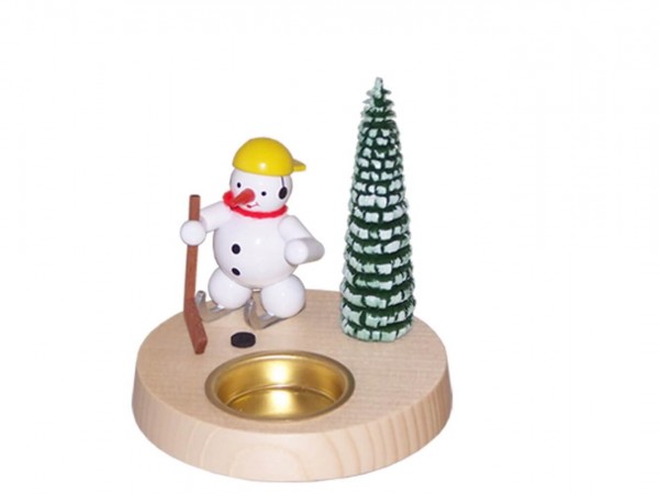 Kerzenhalter für Teelichte Schneemann Eishockeyspieler, farbig, 10 cm von Ralf Zenker