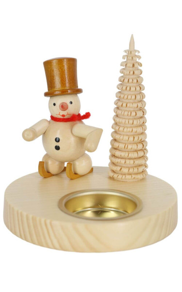 Kerzenhalter für Teelichte mit Schneemann auf Schlittschuhen von Volker Zenker