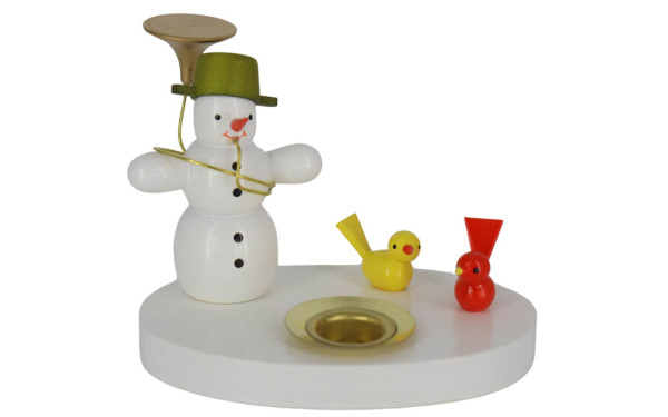 Candle holder snowman with birds, colored, 7 cm by Ralf Zenker