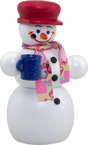 Räuchermännchen Schneemann mit Glühwein, 13 cm von Seiffener Volkskunst eG