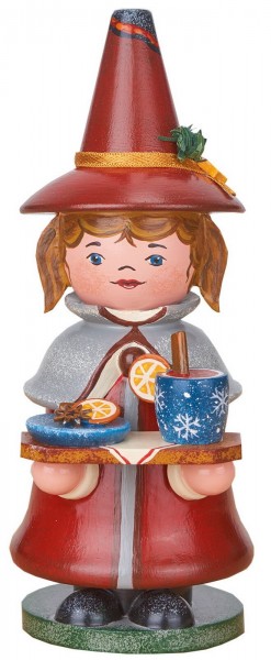 Räuchermännchen Wichtel Glühwein von Hubrig Volkskunst GmbH Zschorlau/ Erzgebirge ist 14 cm groß.