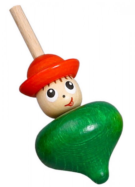 German Wooden Toy spinning top Bube, green, 6 cm, Spielalter ab 3 Jahre, Robbi Weber Seiffen/ Erzgebirge