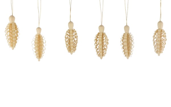 Christmas tree decorations chip tenon, 6 pieces by Gunter Flath
