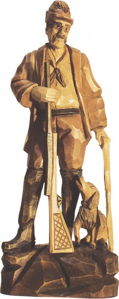 Stülpner Karl mit Hund, gebeizt, geschnitzt, 16 cm