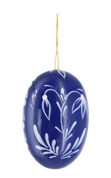 Osterei dunkelblau mit Schneeglöckchen von Figurenland Uhlig GmbH