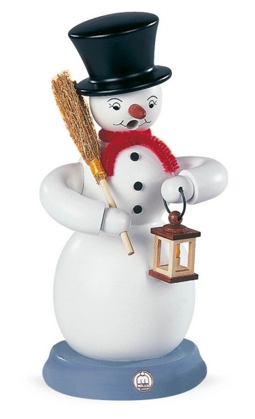 Smoking man snowman made of wood by Müller Kleinkunst from Seiffen