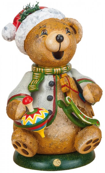 Räuchermännchen Wichtel Teddys Schaukelpferd von Hubrig Volkskunst GmbH Zschorlau/ Erzgebirge ist 14 cm groß.