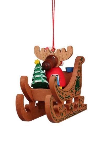 Christbaumschmuck Elch Weihnachtsmann auf Schlitten, 1 Stück von Christian Ulbricht