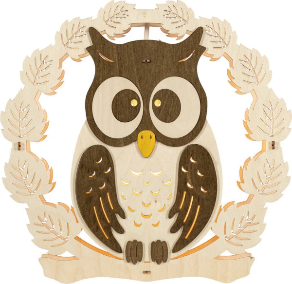 Fensterbild Eule im Kranz, 30 cm von Weigla