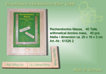 Arithmetic domino mass, made of wood, 40 pieces by Ebert GmbH_1