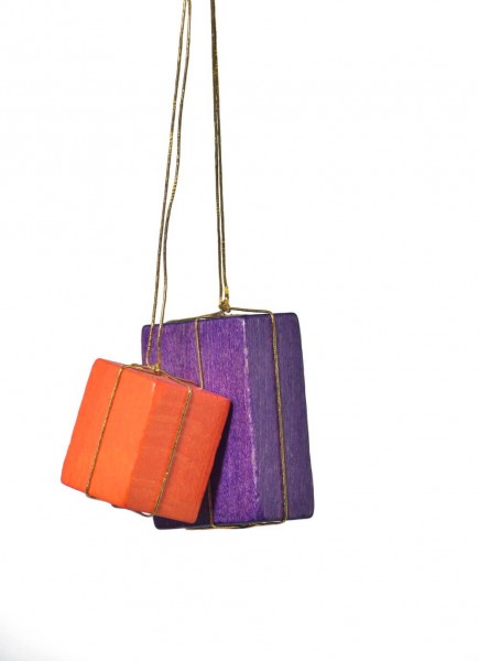 Christmas tree decoration packages, orange-purple, 4 cm by KWO