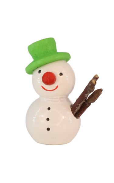 Miniatur Schneemann mit grünem Hut, 3 cm von SEIFFEN.COM_1