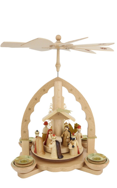 Weihnachtspyramide Christi Geburt für Kerzen und Teelicht, 29 cm von Richard Glässer, Made in Germany