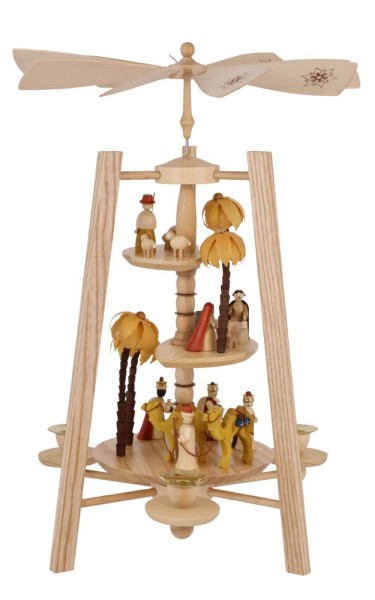 Weihnachtspyramide Christi Geburt, 3 – stöckig, natur, 40 cm von Richard Glässer_1