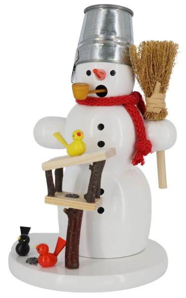 Räuchermännchen Schneemann mit Vogelhaus, farbig, 18 cm von Ralf Zenker_1