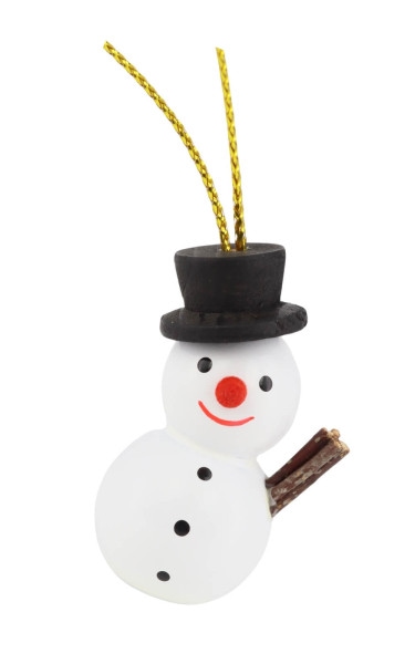 Christbaumschmuck Schneemann mit schwarzem Hut von SEIFFEN.COM