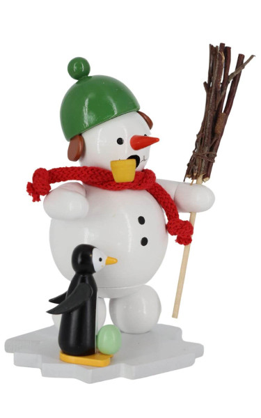 Räuchermännchen Schneemann mit Pinguin, 12 cm von Volker Zenker_1