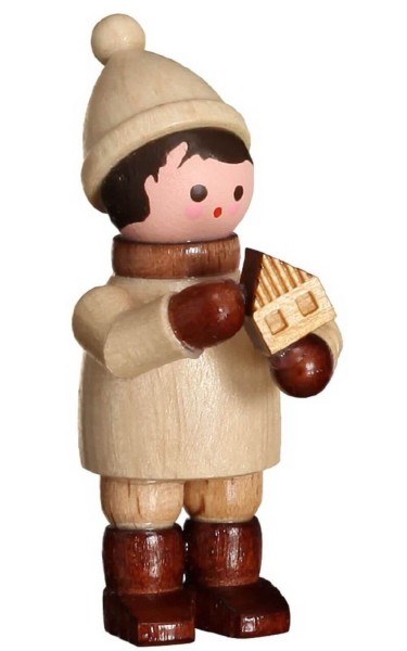Miniature winter child with house, nature by Romy Thiel
