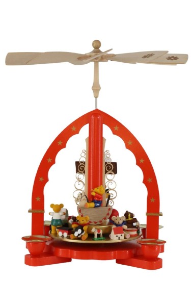 Christmas pyramid with playing bear cubs, 27 cm by Richard Glässer