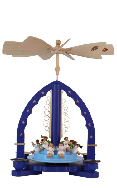 Weihnachtspyramide Engelkonzert, blau, 27 cm von Richard Glässer