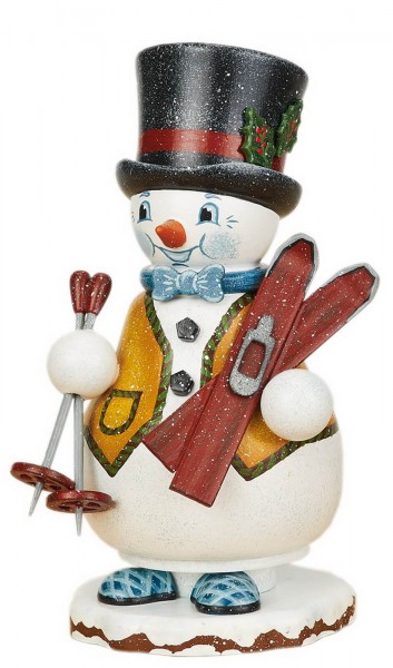 Räuchermännchen Wichtel - Schneemann Skilehrer von Hubrig Volkskunst GmbH Zschorlau/ Erzgebirge ist 14 cm groß.